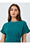 Women Teal Embellished Short Sleeves Midi Dress - 4