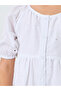 Girls White A-Line Eyelet Mini Dress - 3