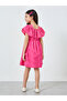 Girls Pink Embroidered Cold Shoulder Dress - 4