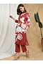 Women Rust Floral Print Lace Insert Straight Kurta and Pant Set