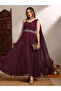 Women Maroon Strappy Embroidered Maxi Dress