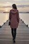 Women's Cinnamon Jacket Cardigan Long Sleeve Embossed Pattern Hooded Stripe Paneled - 3