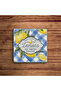 Pink and Blue Love Themed Pop Art Natural Stone Travertine Coasters Set of 4 - 4