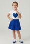 Girl's Cobalt Blue Heart T-Shirt and Cobalt Blue Ribbon Skirt 23 April Show Outfit Set