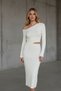 Women's Cream One-Shoulder Long Sleeve Asymmetrical Waist Detailed Knitwear Dress - Women's Dress