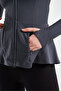 Women's Zippered Sports Jacket – Stretchy Fabric, Pockets, Peplum Model - 5