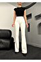 White Stretch Fabric High Waist Spanish Jean Pants