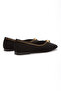 Women's black suede square toe ballet flats with accessories - 2