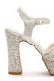 Pearl Stone Embellished Platform Heels Wedding Dress Evening Dress Shoes and Bag Set - 8
