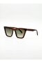 Unisex Cat Eye Square Sunglasses Brown Green - 7
