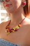 Red stone handmade rope necklace with gold detail - 2