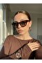 Unisex Cat Eye Square Sunglasses Brown Green - 2