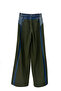 Women's Denim Paneled Side Striped Detail Design Trousers - 2