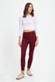 Women's Slim Fit slim fit scuba fabric elastic waist burgundy leggings - 7