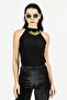 Halter Neck Chain Detailed Soft Textured Blouse