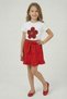 Girls' Red Daisy T-Shirt Red Ruffle Skirt April 23 Show Outfit Set - 3