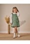 Girl's Cotton Green Velvet Heart Pocket Dress - 2