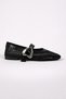 Akali black sequined belt buckle detail women's round toe ballet flats - 8