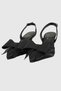 Elina Black Satin Bow Detail Women's Heeled Shoes with Back Belt - 6