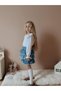 Girl's Blue Ruffle Denim Skirt and Shirt Holiday Set - 2