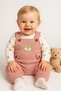 Baby Girl 3-Piece Waffle Fabric Salopet Set with Cotton Socks as a Gift