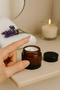 Set of 5 50 ml Amber Glass Cream Jars + Black Lids - 5
