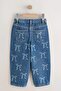 Girl's Blue Bow Printed Jeans - 2