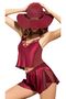 Satin Adjustable Strap Burgundy Shorts Set Lrs-3019 - 3