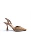 Straw Detailed Goblet Heel Sling Back Closed Toe Beige Color Women's Shoes - 4