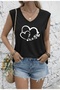 Butterfly Heart Printed Women's Oversize Sleeveless T-Shirt