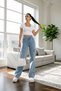 Clara Stretch Fabric Women's Dark Cargo Wash Super High Waist Loose Leg Denim Loose Palazzo Pants - 5