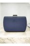 Navy Blue Luxury Suede Crystal Stone Metal Handle Chain Women's Evening Dress Bag Wedding Engagement Graduation - 3