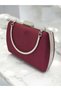 Burgundy Luxury Suede Crystal Stone Metal Handle Chain Women's Evening Dress Bag Wedding Engagement Graduation - 8