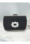 Black Luxury Suede Crystal Stone Metal Handle Chain Women's Evening Dress Bag Wedding Engagement Graduation - 3