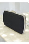 Black Luxury Suede Crystal Stone Metal Handle Chain Women's Evening Dress Bag Wedding Engagement Graduation - 2