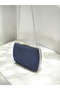 Navy Blue Luxury Suede Crystal Stone Metal Handle Chain Women's Evening Dress Bag Wedding Engagement Graduation - 6