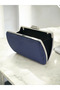 Navy Blue Luxury Suede Crystal Stone Metal Handle Chain Women's Evening Dress Bag Wedding Engagement Graduation - 3