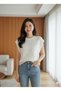 Women's White Zero Sleeve Thessaloniki Wide Short Knitwear Knitted Sweater Oversized Crew Neck - 4
