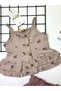 Girl's Suspender Blouse Linen Mom Shorts Summer Bottom Top Set Floral Dried Rose - 4