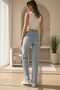Layza Stretch Fabric Women's Inner Slit Light Blue Snow Superhigh Waist Loose Leg Denim Loose Palazzo Trousers - 8