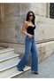 Women's Asymmetrical High Waist Palazzo Fit Jean - 4