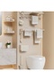 Foldable Wall Mounted Towel Storage Rack with Towel Bar, Cream White for Bathroom