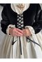 Black Girl's Velvet Linen Fluffy Ethnic Laced Vest Detailed Dress - 3