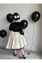 Black Girl's Velvet Linen Fluffy Ethnic Laced Vest Detailed Dress - 7