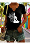 Women's Yoga Printed Half V-Neck Sleeves Regular Fit Comfortable T-Shirt