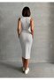 Women's Ecru Striped Sleeveless Stretchy Dress - 4