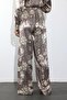 Mink Geometric Patterned Satin Trousers 45279 - 5