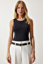 Sleeveless Snap Fastener Sandy Knitted Blouse Lze0019 Black - 3