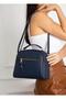 Women's Crossbody and Handbag with Adjustable Strap Leather Textured Three Compartment Large Shoulder and Handbag - 2