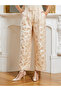 Women Beige Jacquard Wide Leg Trousers - 2